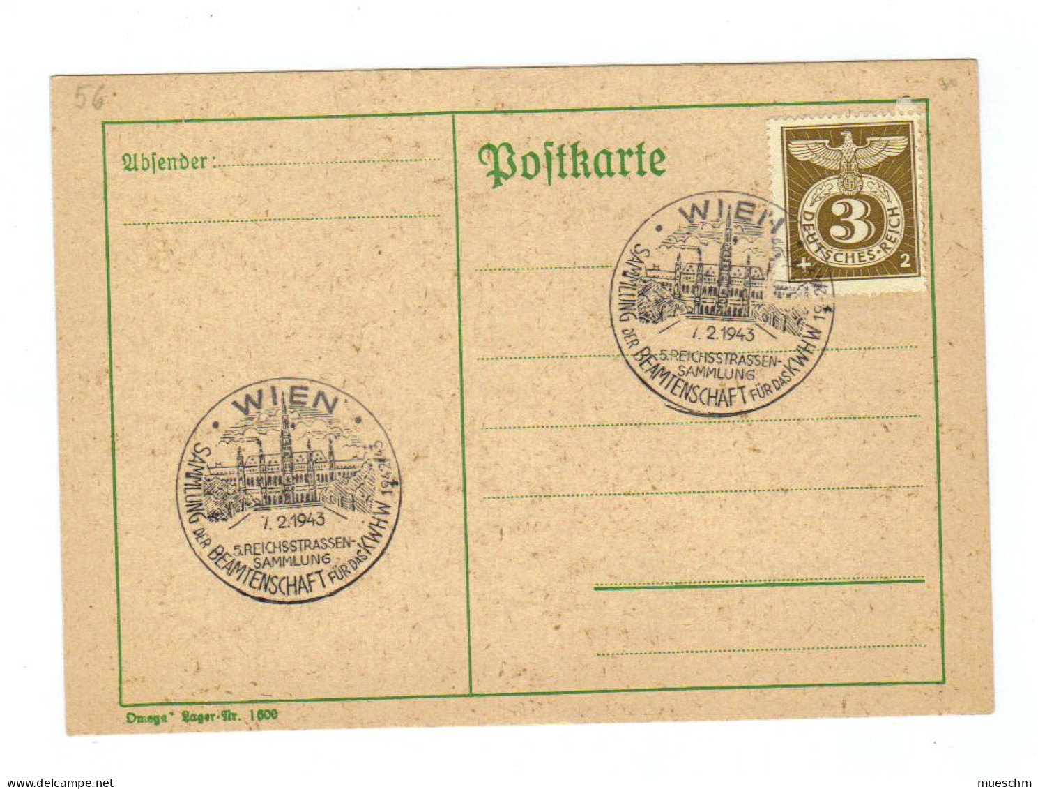 Österreich, 1943, Ungebr. Postkarte Frankiert Mit Deutschl.MiNr. 830 (Sonderstempel) + SStpl. "(12460G) - Postcards