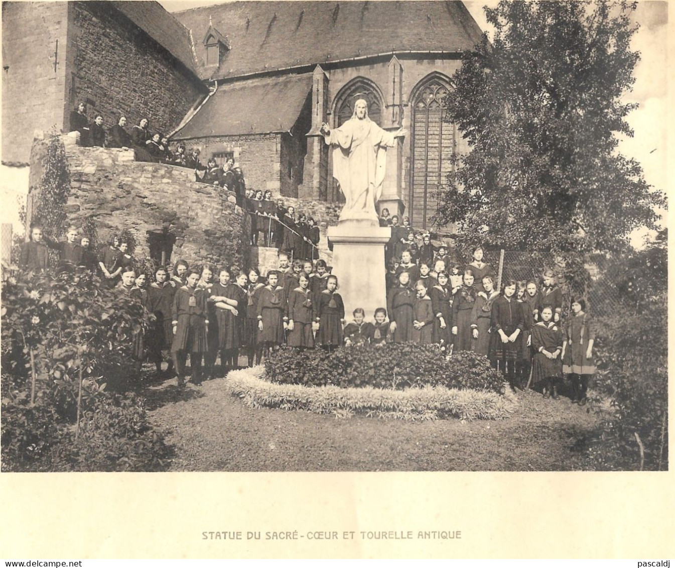 BRAINE-LE-COMTE - Ecole Soeurs Notre-Dame - Statue Du Sacré-Coeur & Tourelle Antique -Ancienne Photo Imprimée Sur Papier - Non Classés