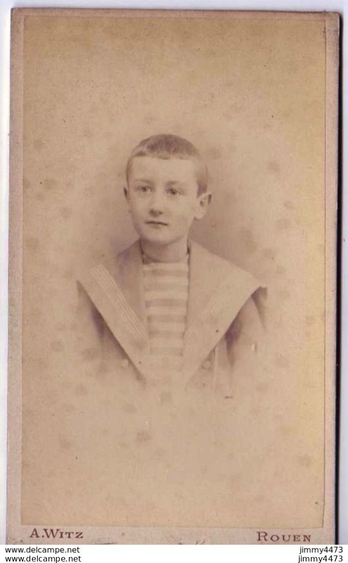 CARTE CDV - Portrait D'un Jeune Garçon, à Identifier - Tirage Aluminé 19ème - Taille 63 X 104 - Edit. A. WITZ Rouen - Anciennes (Av. 1900)