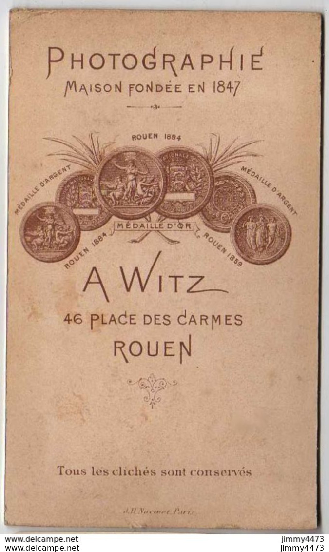 CARTE CDV - Portrait D'un Jeune Garçon, à Identifier - Tirage Aluminé 19ème - Taille 63 X 104 - Edit. A. WITZ Rouen - Antiche (ante 1900)