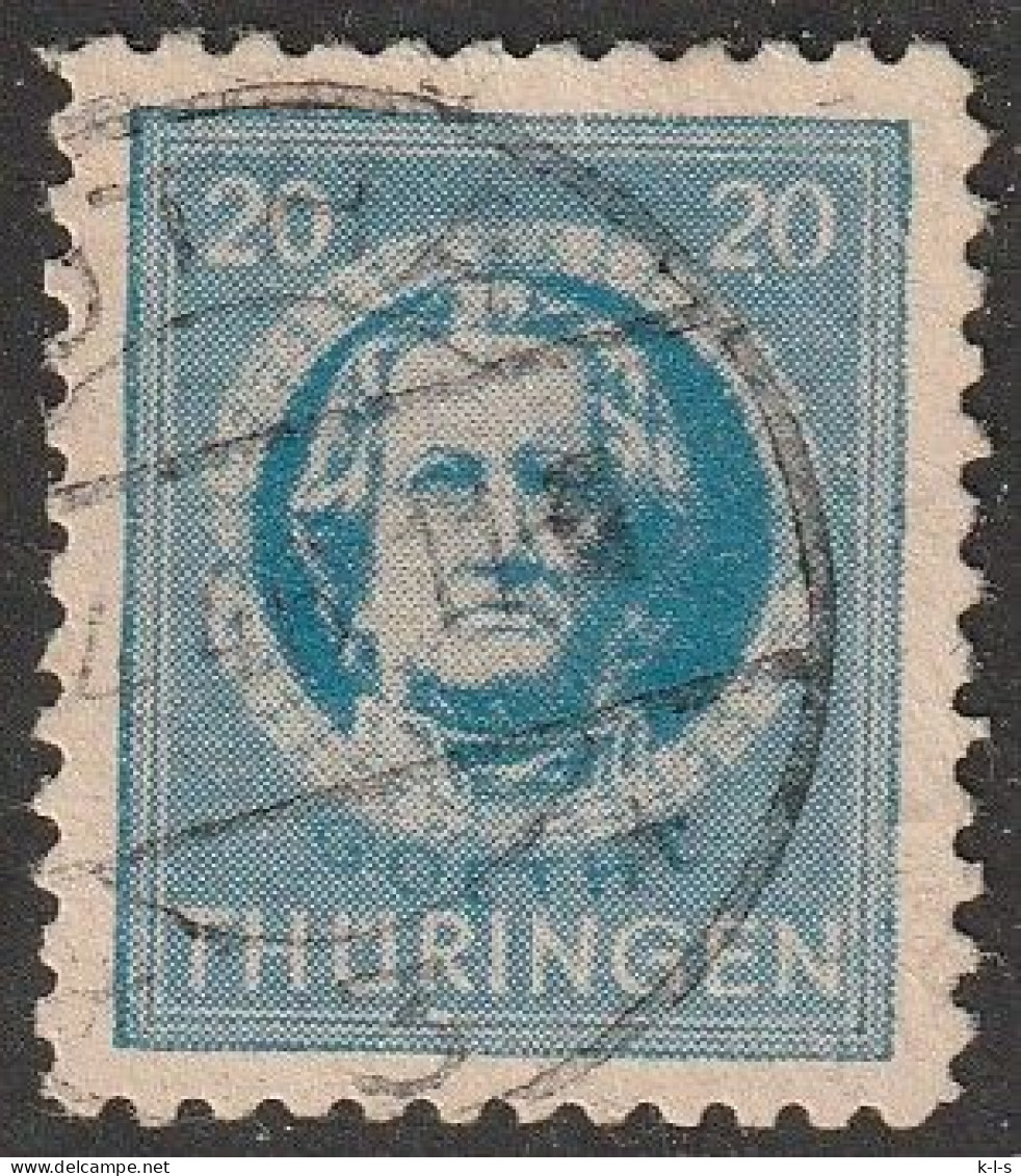 SBZ- Thüringen 1945, Mi. Nr. 98 AY Z1, Freimarke: 20 Pfg. Johann Wolfgang Von Goethe.  Gestpl./used - Gebraucht