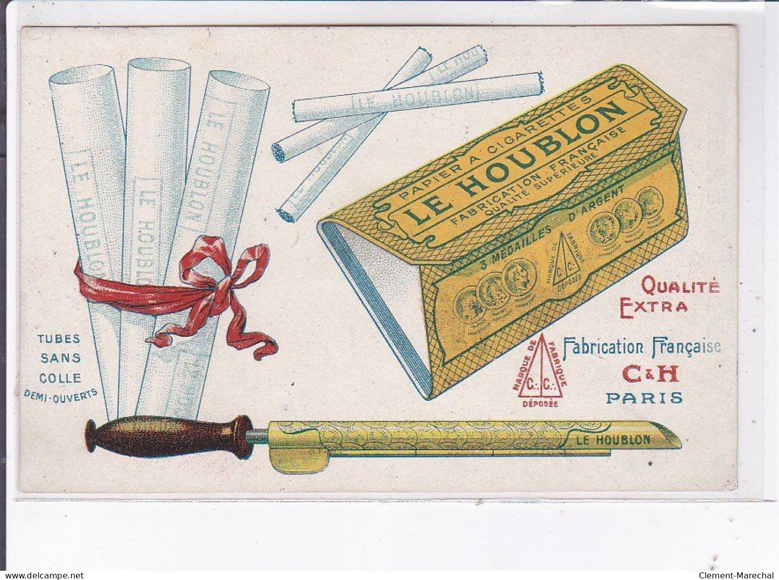 PUBLICITE : Papier A Cigarettes LE HOUBLON (tabac - Cawley Et Henry à Paris 3ème - Rue Béranger) - Très Bon état - Pubblicitari
