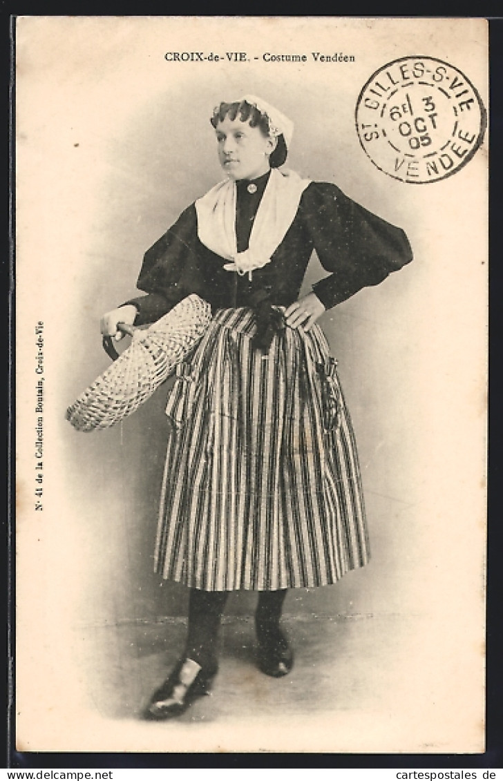 CPA Croix-de-Vie, Femme En Costume Typique Avec Korb  - Ohne Zuordnung