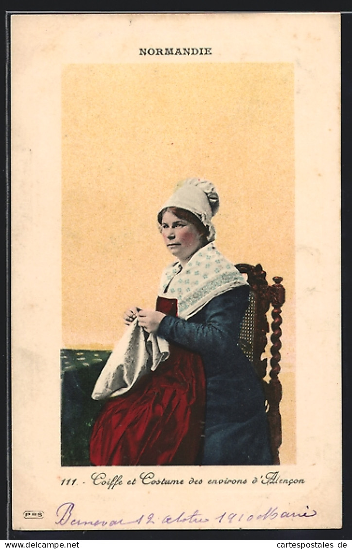 CPA Alencon /Normandie, Femme En Costume Typique Bei Der Handarbeit  - Non Classés