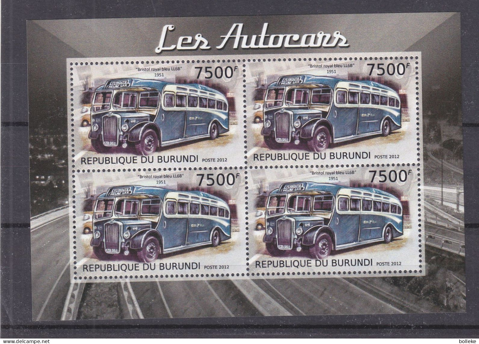 Transports - Autocars - Burundi - COB 2118 ** - Feuille Avec Bloc De 4 - Valeur 56,00 Euros - - Bus