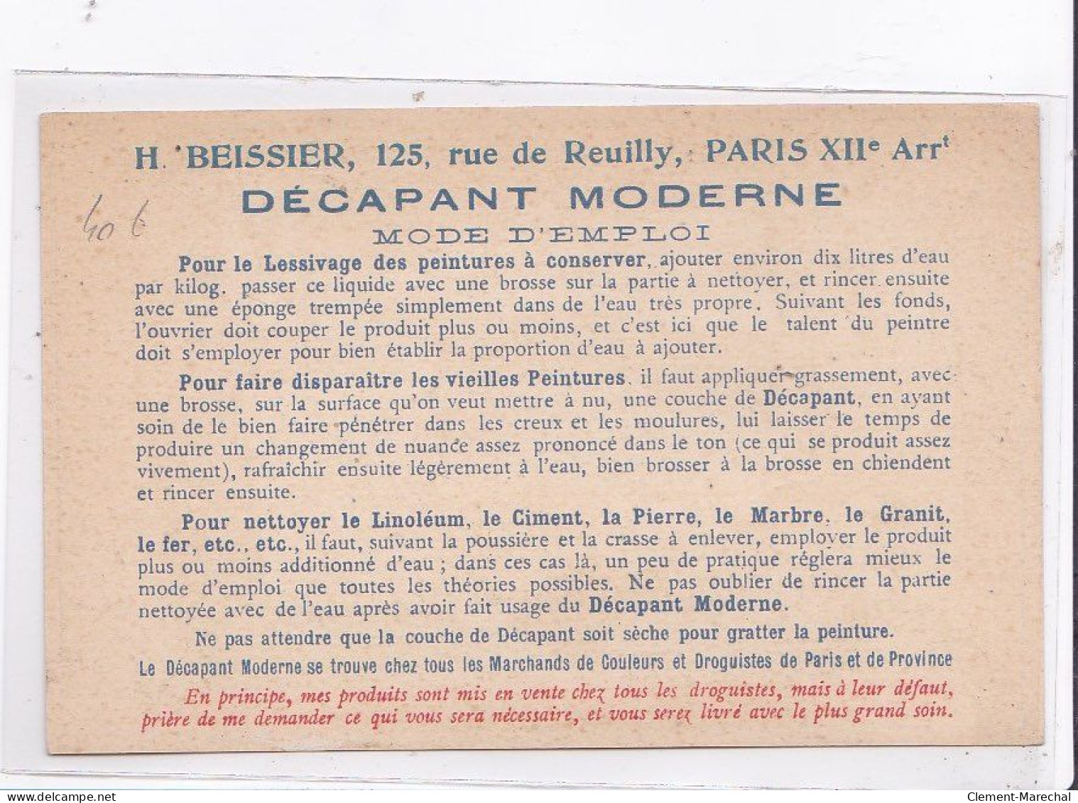 PUBLICITE : La Décapant BESSIER (batiment - BTP) - Très Bon état - Advertising