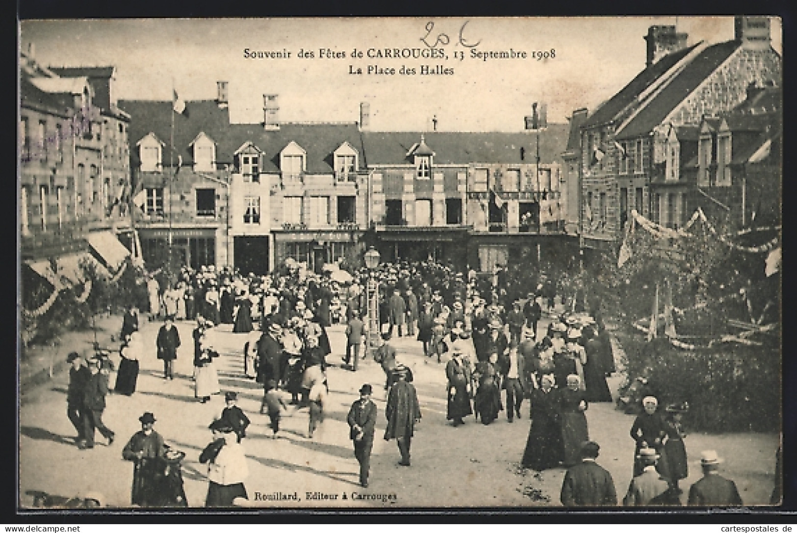 CPA Carrouges, Fetes 1908, La Place Des Halles  - Carrouges
