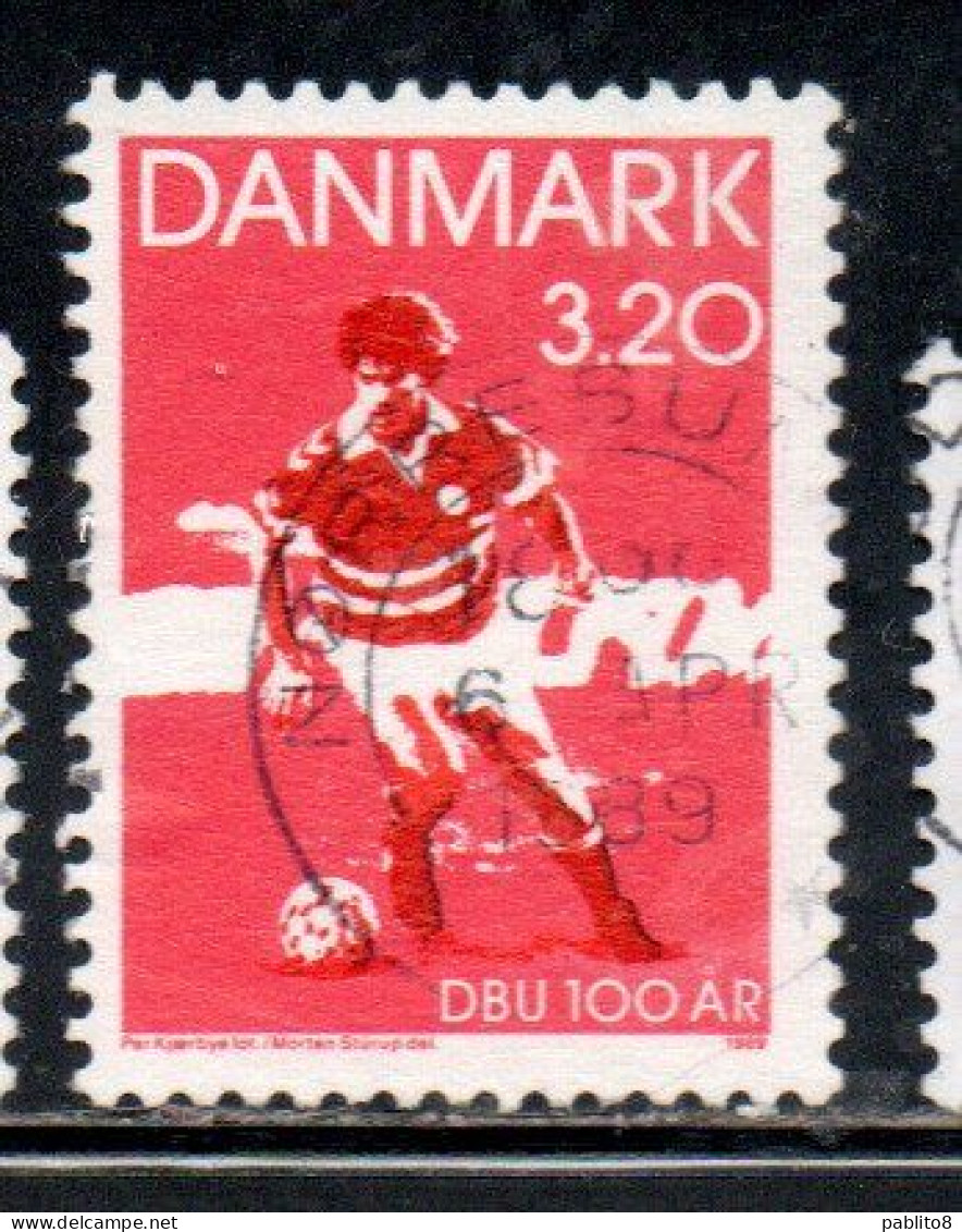 DANEMARK DANMARK DENMARK DANIMARCA 1989 DANISH SOCCER ASSOCIATION 3.20k USED USATO OBLITERE' - Oblitérés