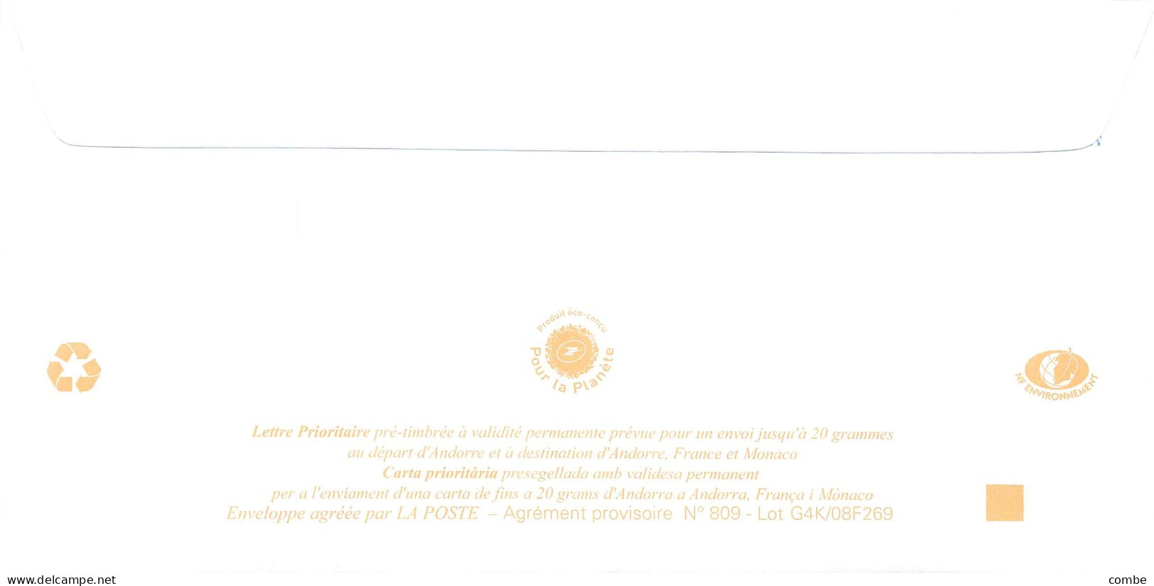 ANDORRA PAP Prêt à Poster. Lettre Prioritaire De 2008. ACTIVA CUBIC - Stamped Stationery & Prêts-à-poster