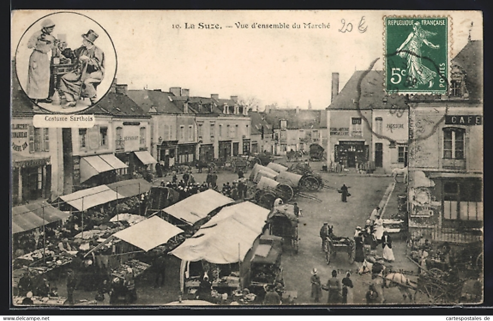 CPA La Suze, Vue D`ensemble Du Marché  - Other & Unclassified