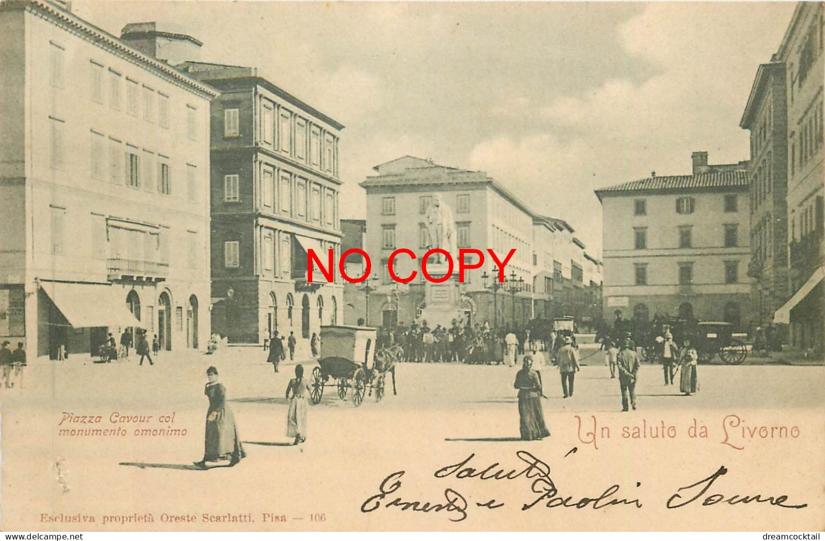 LIVORNO. Piazza Cavour Col Monumento Omonimo Verso 1900... - Livorno
