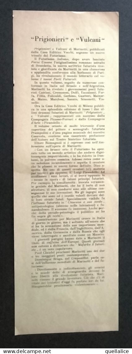 03949 "PRIGIONIERI E VULCANI DI MARTINETT - ARTICOLO CRIICA LETTERARIA FUTURISA - CASA EDITRICE VECCHI"  ORIG. - Marque-Pages