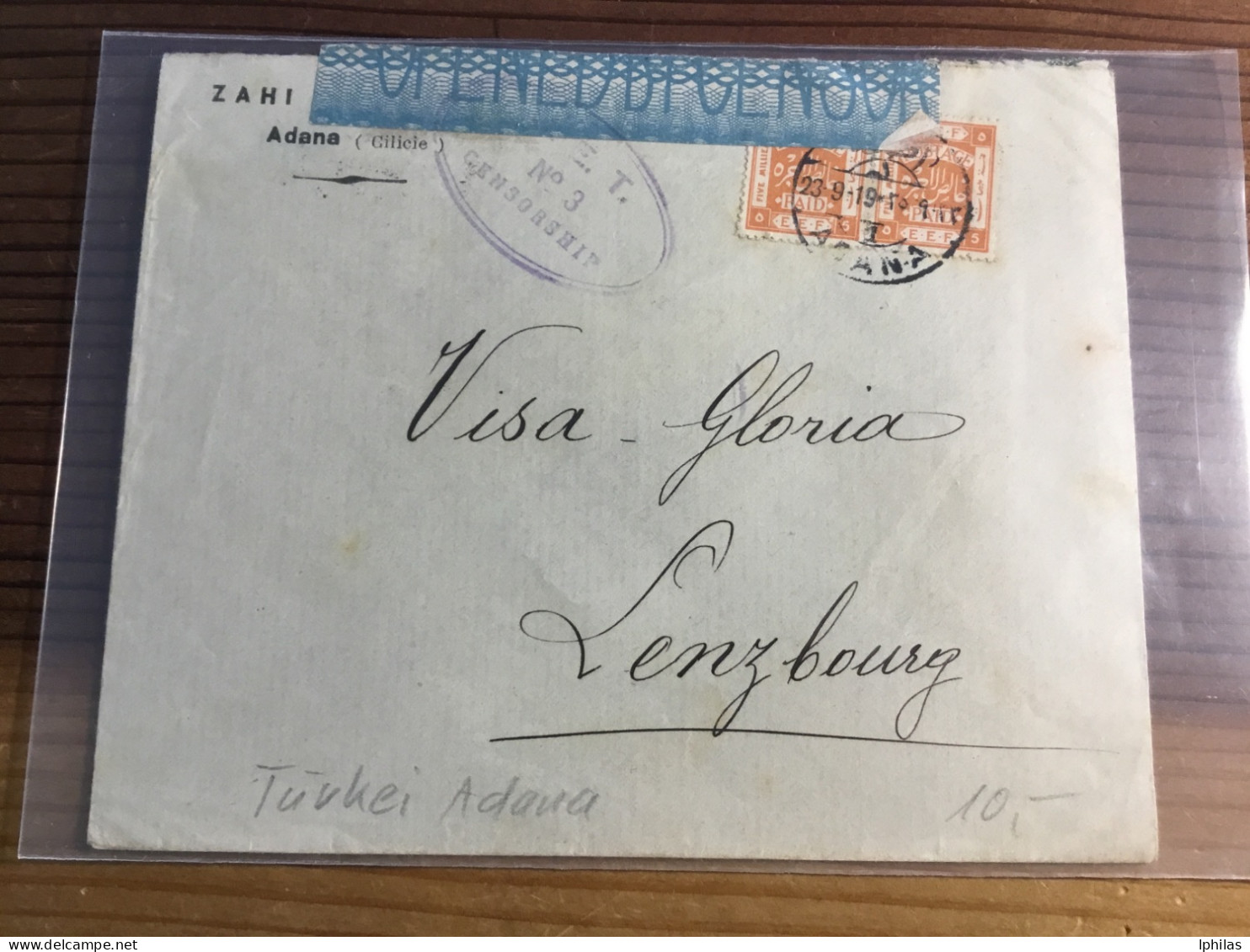 Türkei Adana 1919 Zensur Brief In Die Schweiz - Storia Postale