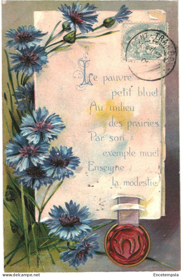 CPA Carte Postale Légèrement Gaufrée France Le Pauvre Petit Bleuet ,au Milieu Des Prairies , Par Son Exemple ....VM80997 - Flowers