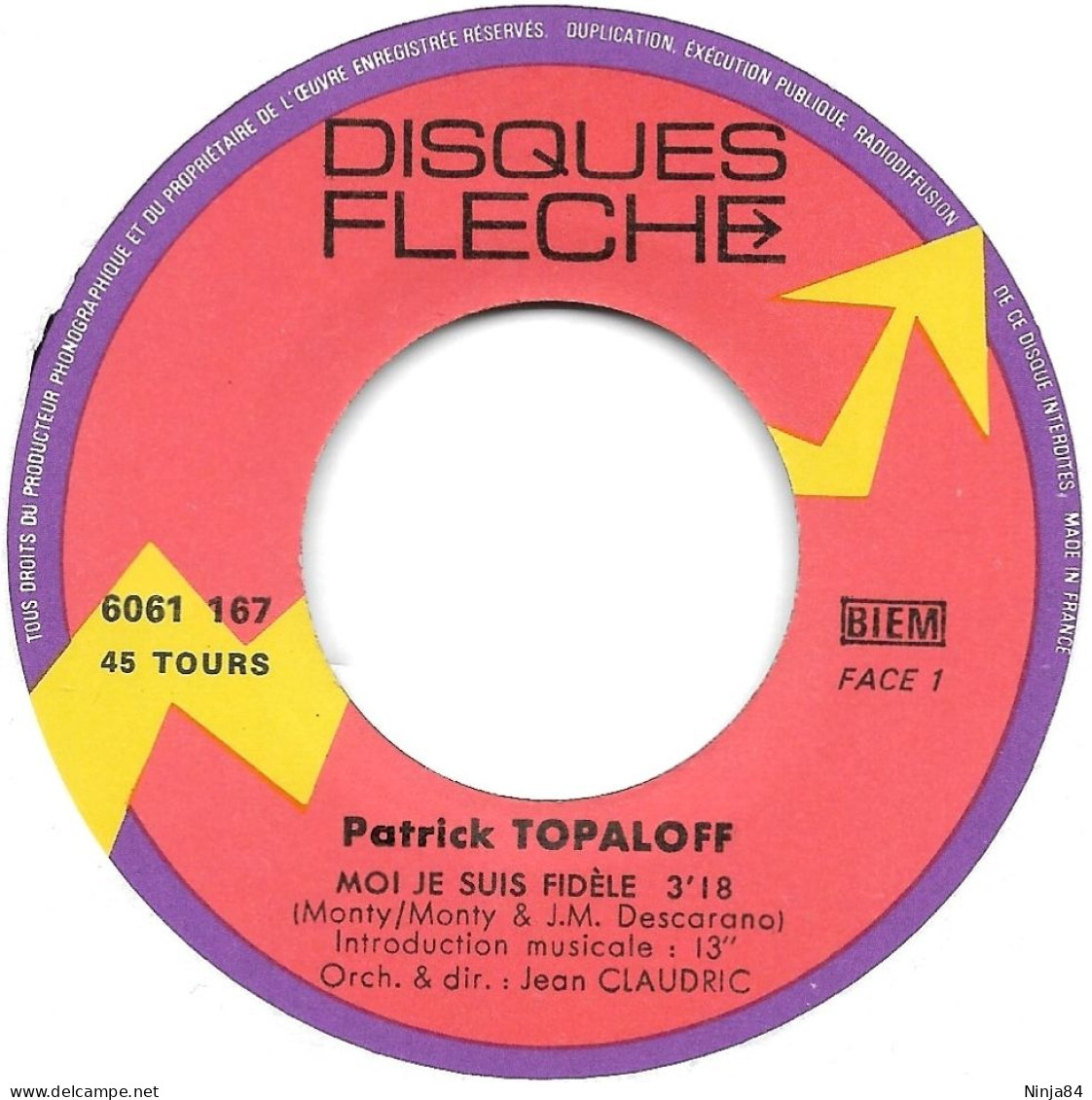 SP 45 RPM (7") Patrick Topaloff  "  Moi Je Suis Fidèle  " - Autres - Musique Française