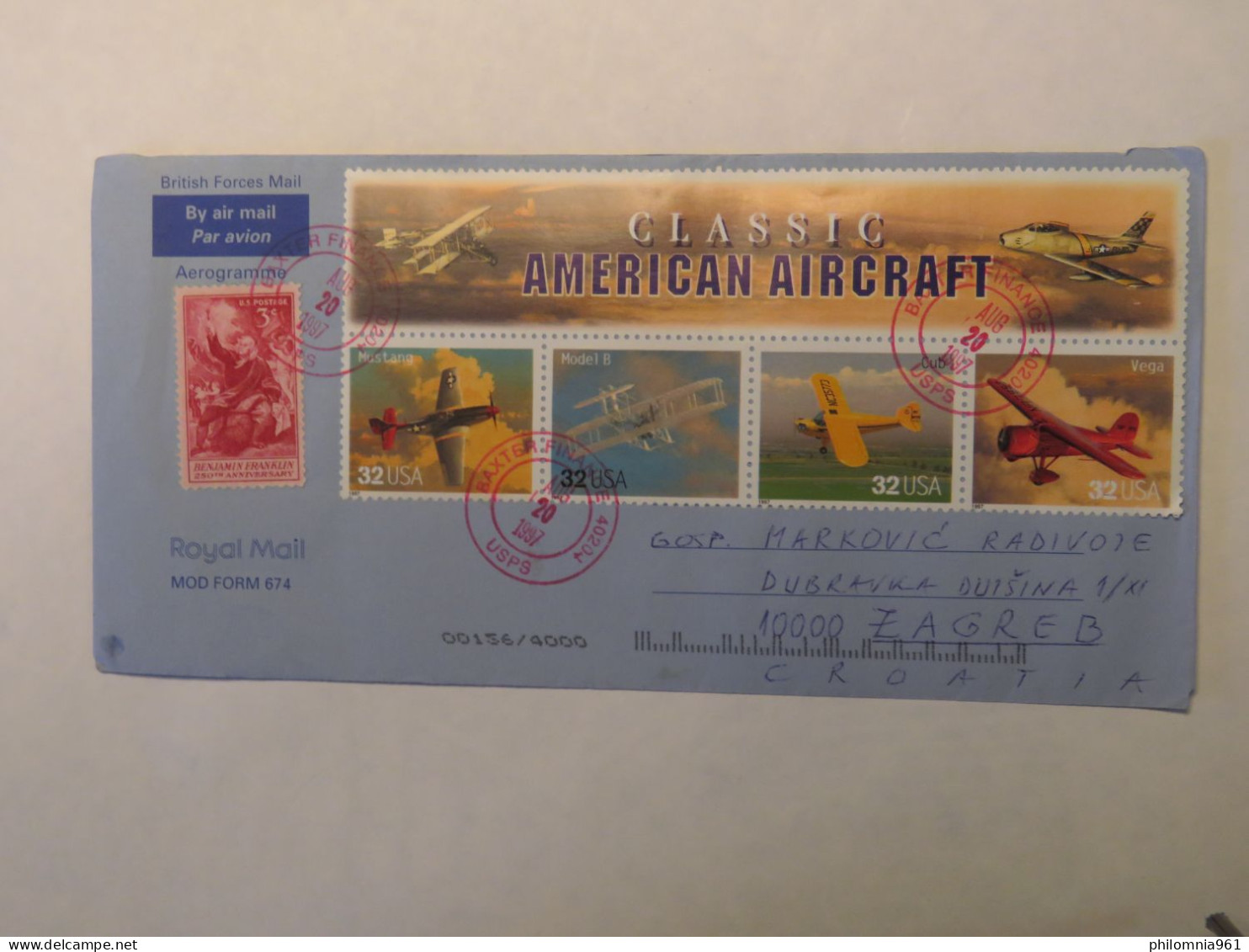 USA AIRMAIL COVER TO CROATIA 1997 - Autres & Non Classés