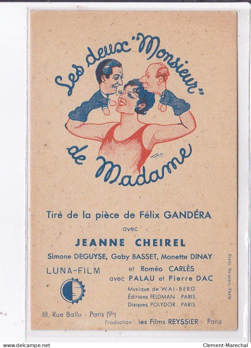 PUBLICITE : "Les Deux "monsieur" De Madame - Film - Cinema  - Très Bon état - Publicité