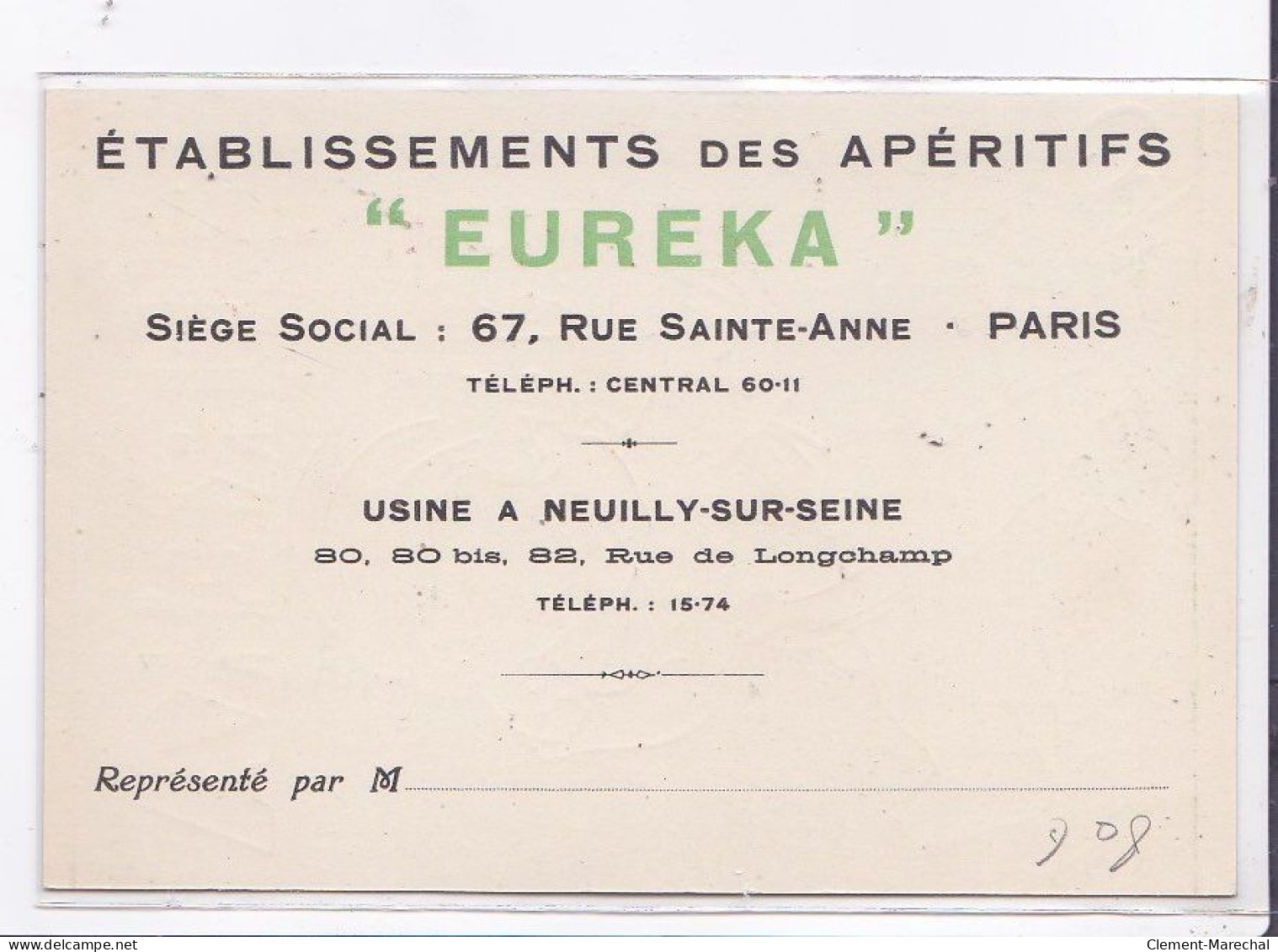 PUBLICITE : Apéritif IDEAL "Eureka" (usine à Neuilly Sur Seine) - Très Bon état - Werbepostkarten
