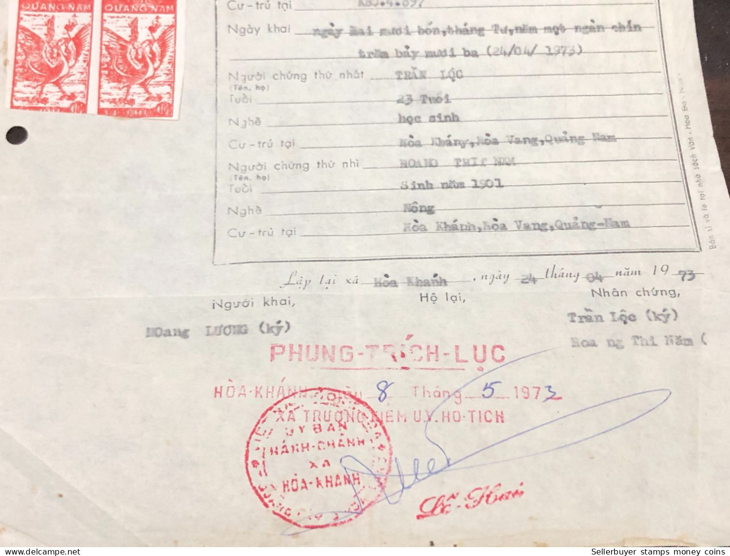 Viet Nam Suoth Old Documents That Have Children Authenticated(10$ Quan Nam 1973) PAPER Have Wedge QUALITY:GOOD 1-PCS Ver - Sammlungen