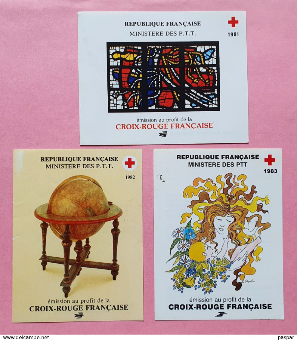 Lot De 3 Carnets De Timbres Vides France Poste Croix Rouge 1981, 1982, 1983 - Modernes : 1959-...