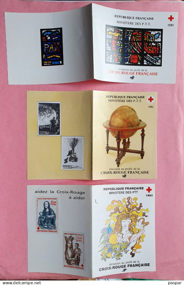 Lot De 3 Carnets De Timbres Vides France Poste Croix Rouge 1981, 1982, 1983 - Modernes : 1959-...