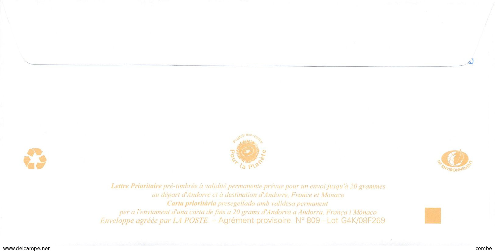ANDORRA PAP Prêt à Poster. Lettre Prioritaire De 2008. TALLER ROUREDA - Stamped Stationery & Prêts-à-poster