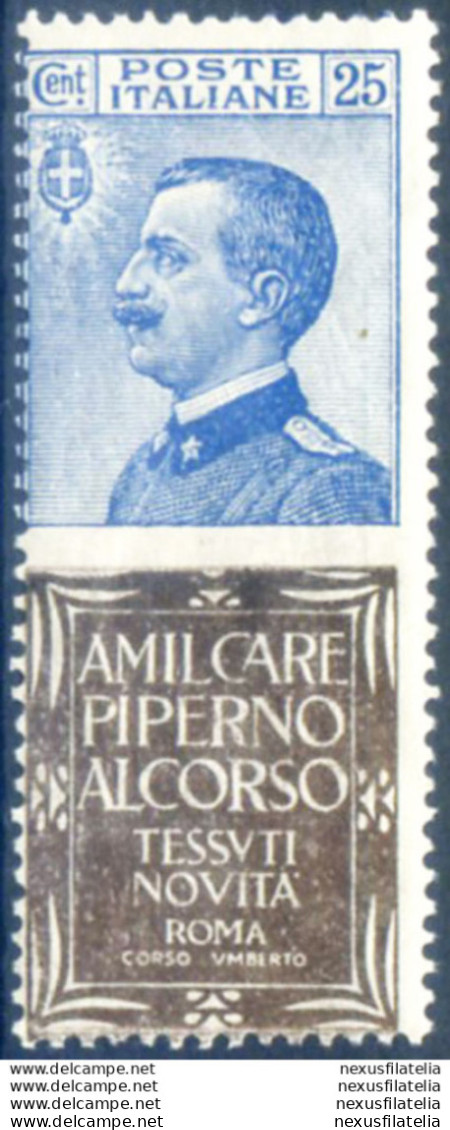 Regno. Pubblicitari. "Piperno" 25 C. 1924. - Andere & Zonder Classificatie