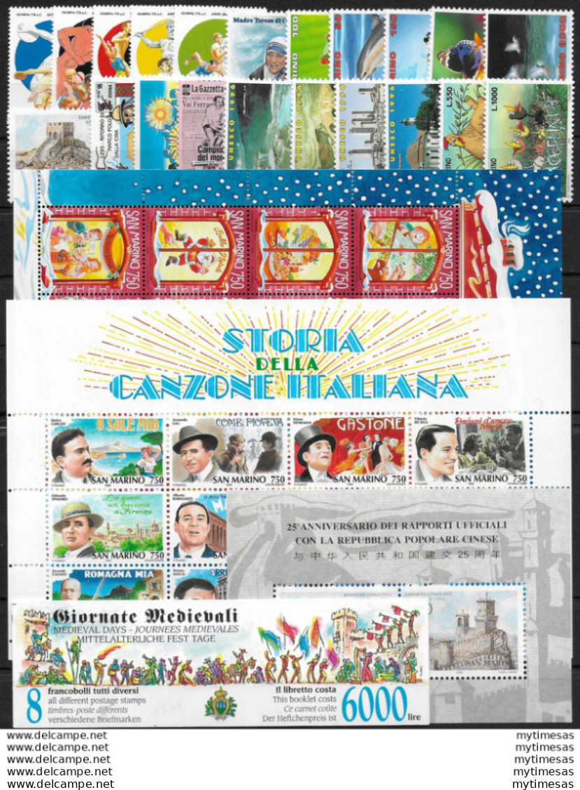 1996 San Marino Annata Completa 22v+3MS+1booklet MNH - Autres & Non Classés
