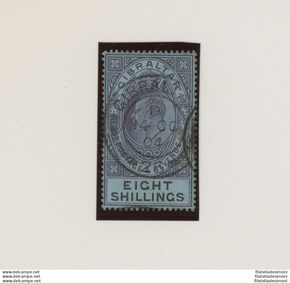 1903 Gibilterra, Stanley Gibbons N. 54, 8 Scellini Dull Purple And Black, Edoardo VII - Usato - Other & Unclassified