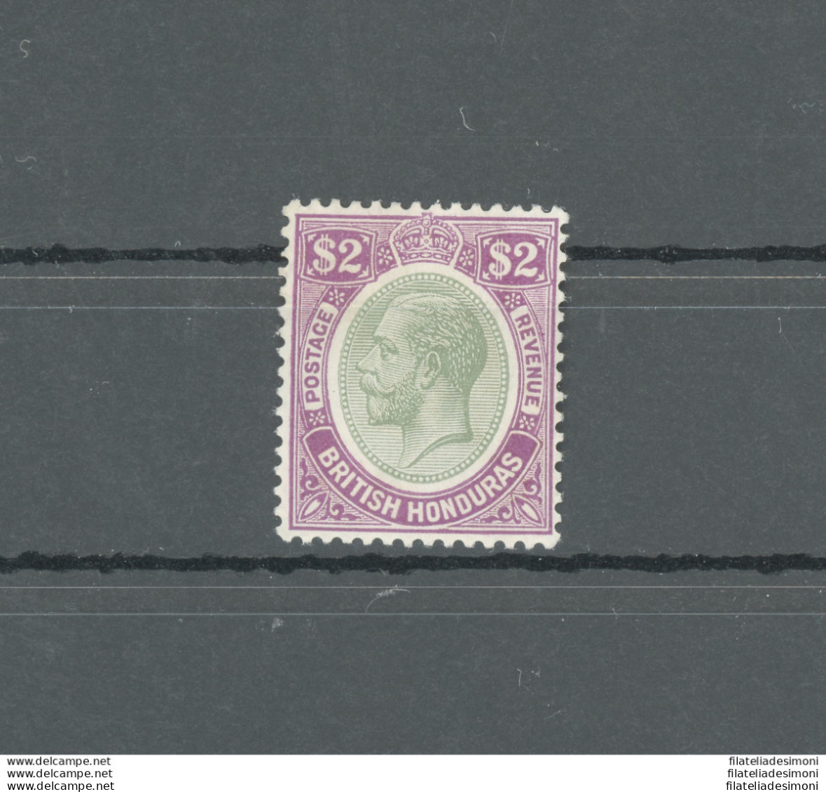 1922-33 British Honduras, Stanley Gibbons N. 137, 2 Dollari Yellow Green And Bright Purple - MNH** - Otros & Sin Clasificación