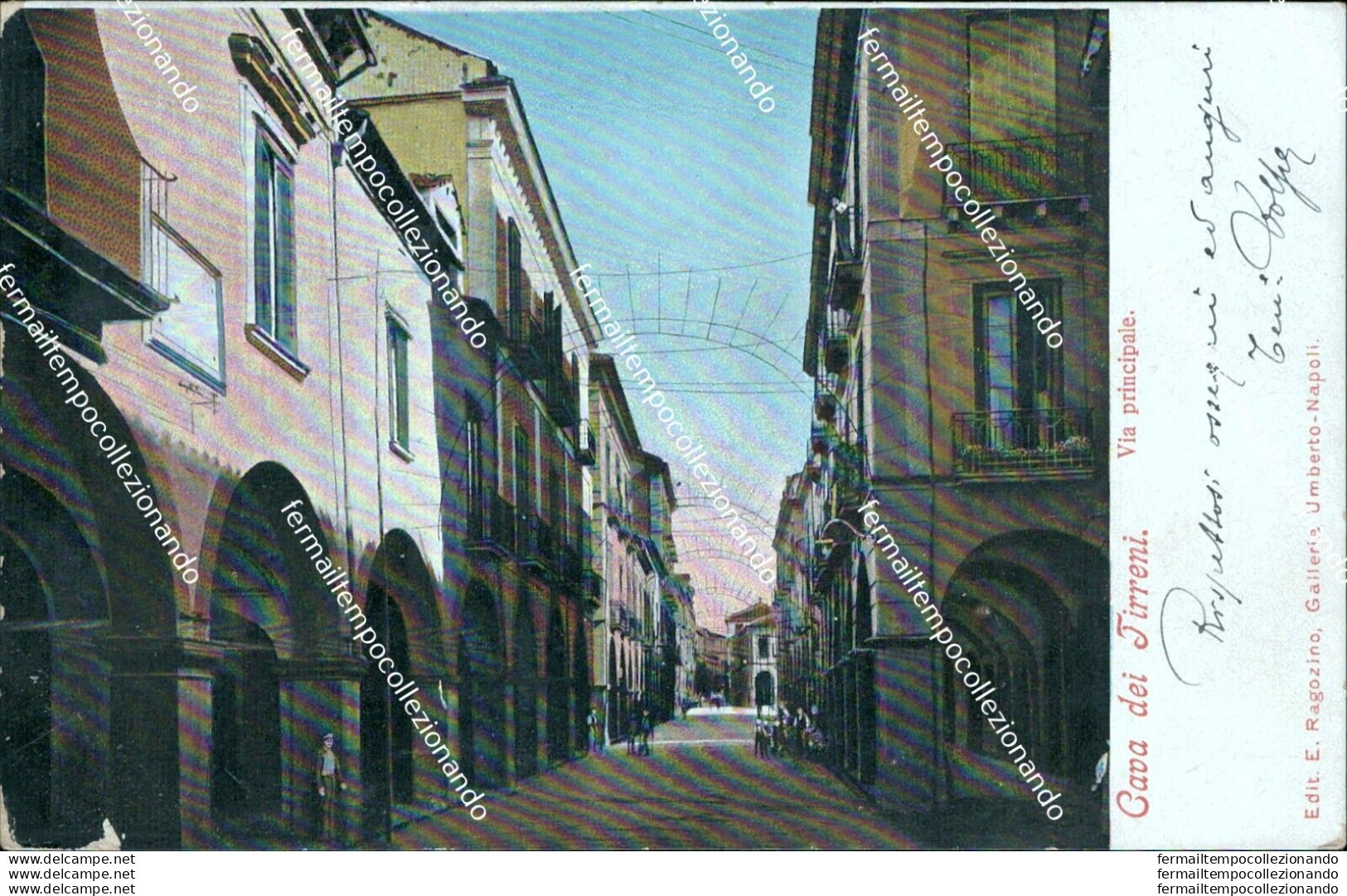 Ba348 Cartolina Cava Dei Tirreni Via Principale Salerno Campania 1905 - Salerno