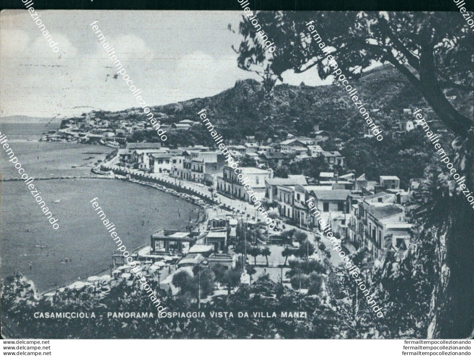 Bu205 Cartolina Casamicciola Panorama E Spiaggia Vista Da Villa Manzi Napoli - Napoli