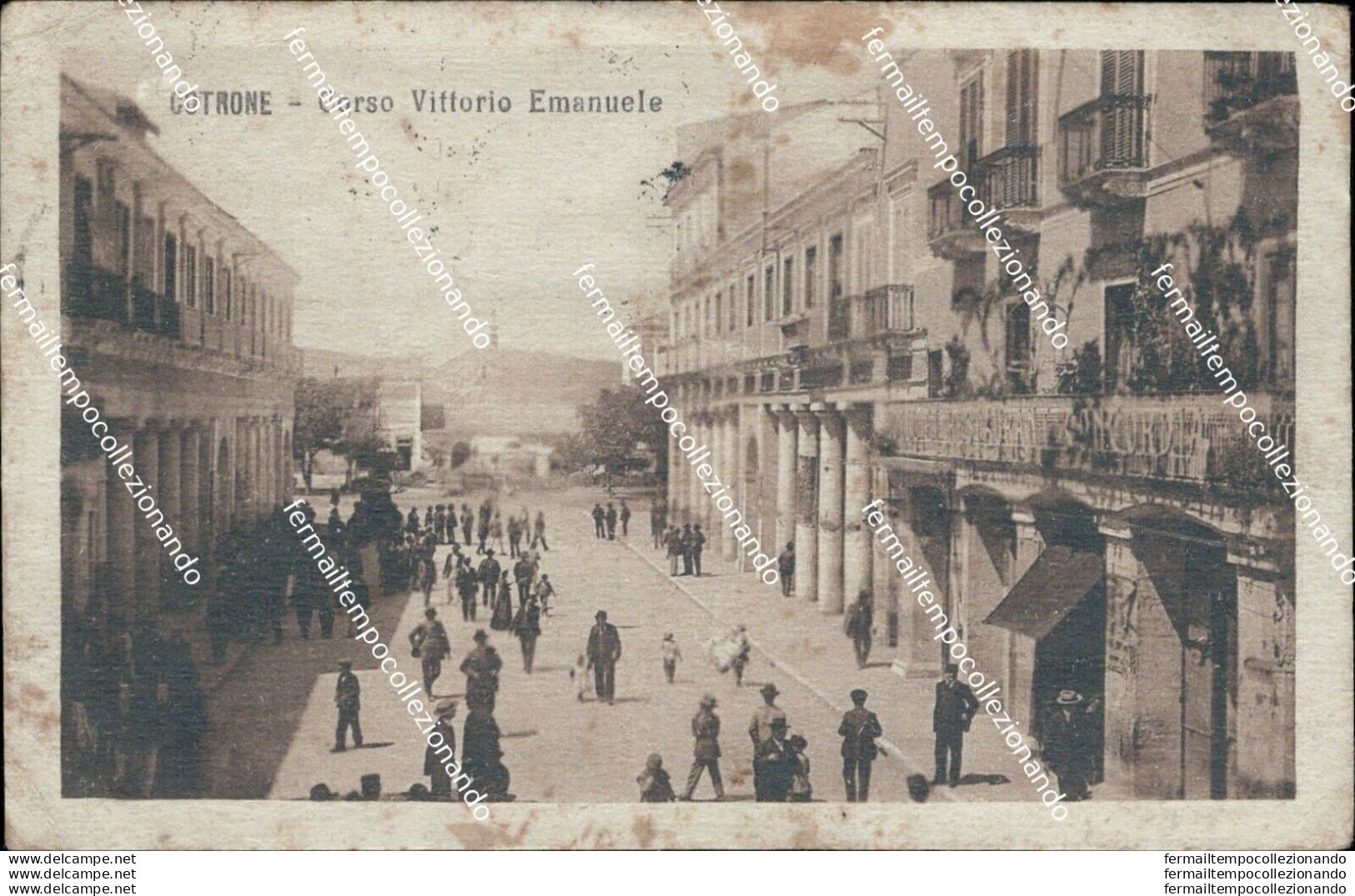 Bg107 Cartolina Crotone Corso Vittorio Emanuele 1921 - Crotone