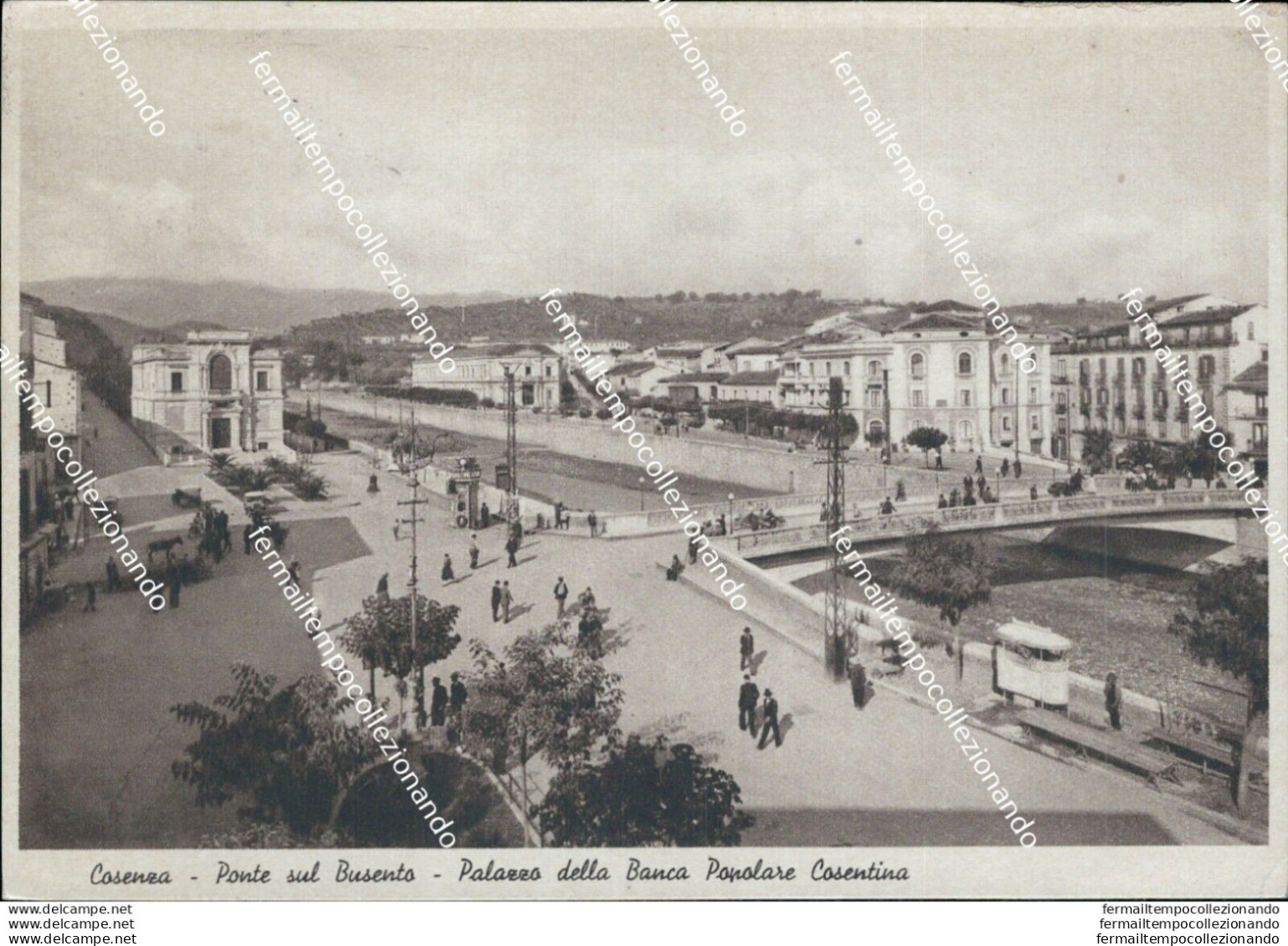 Bi181 Cartolina Cosenza Ponte Sul Busento Palazzo Della Banca Popolare Cosentino - Cosenza