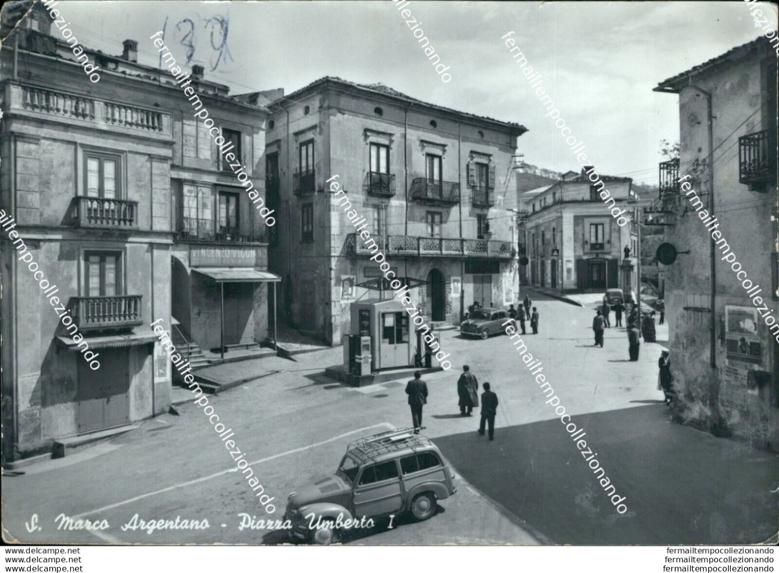 Bc497 Cartolina S.marco Argentano Piazza Umberto I Pieghe Provincia Di Cosenza - Cosenza