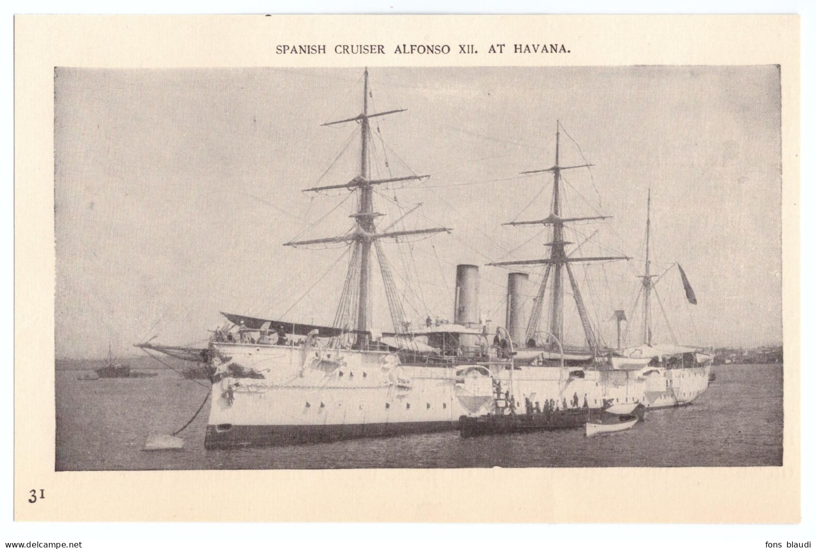 1900 - Iconographie - Croiseur Espagnol Alfonso XII à Havana - Bateaux