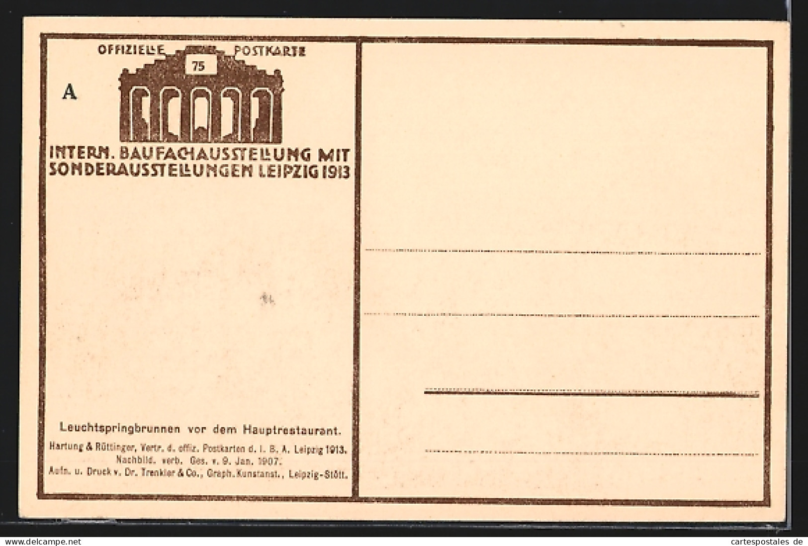 AK Leipzig, Internationale Baufachausstellung 1913, Sprigbrunnen Und Hauptrestaurant  - Ausstellungen