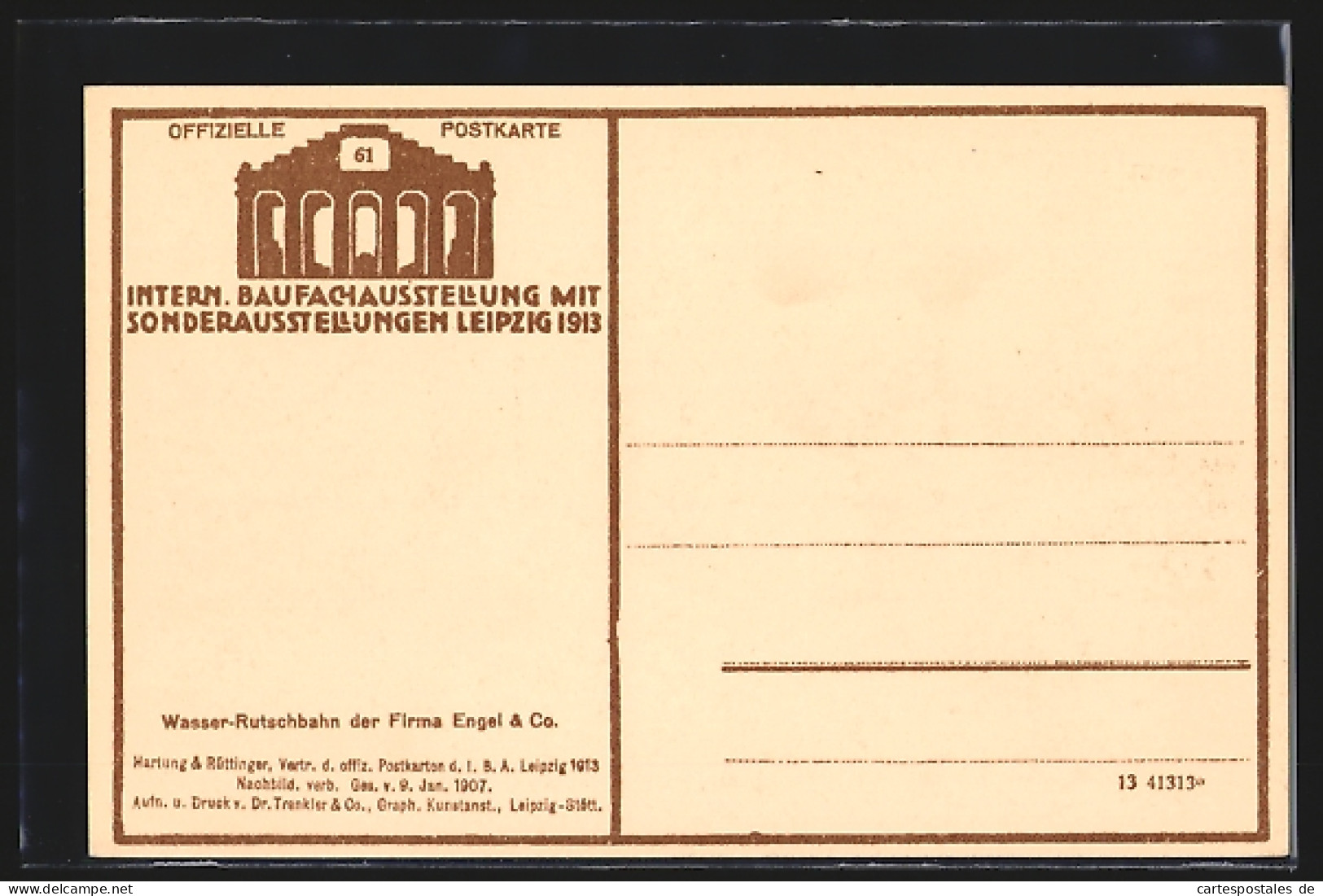 AK Leipzig, Intern. Baufachausstellung Mit Sonderausstellung 1913, Wasserrutschbahn Der Firma Engel & Co.  - Ausstellungen