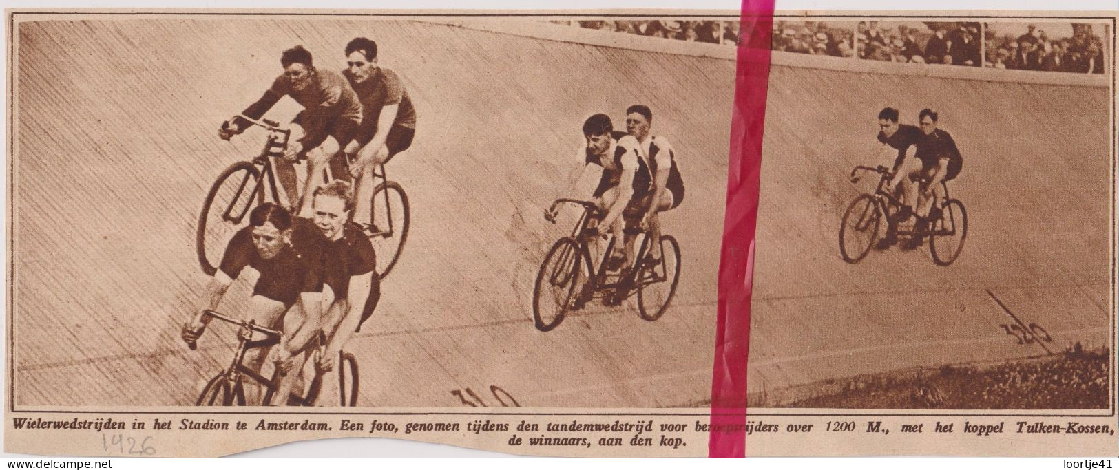 Wielrennen Koers Tandem Wielerbaan Te Amsterdam - Orig. Knipsel Coupure Tijdschrift Magazine - 1926 - Ohne Zuordnung