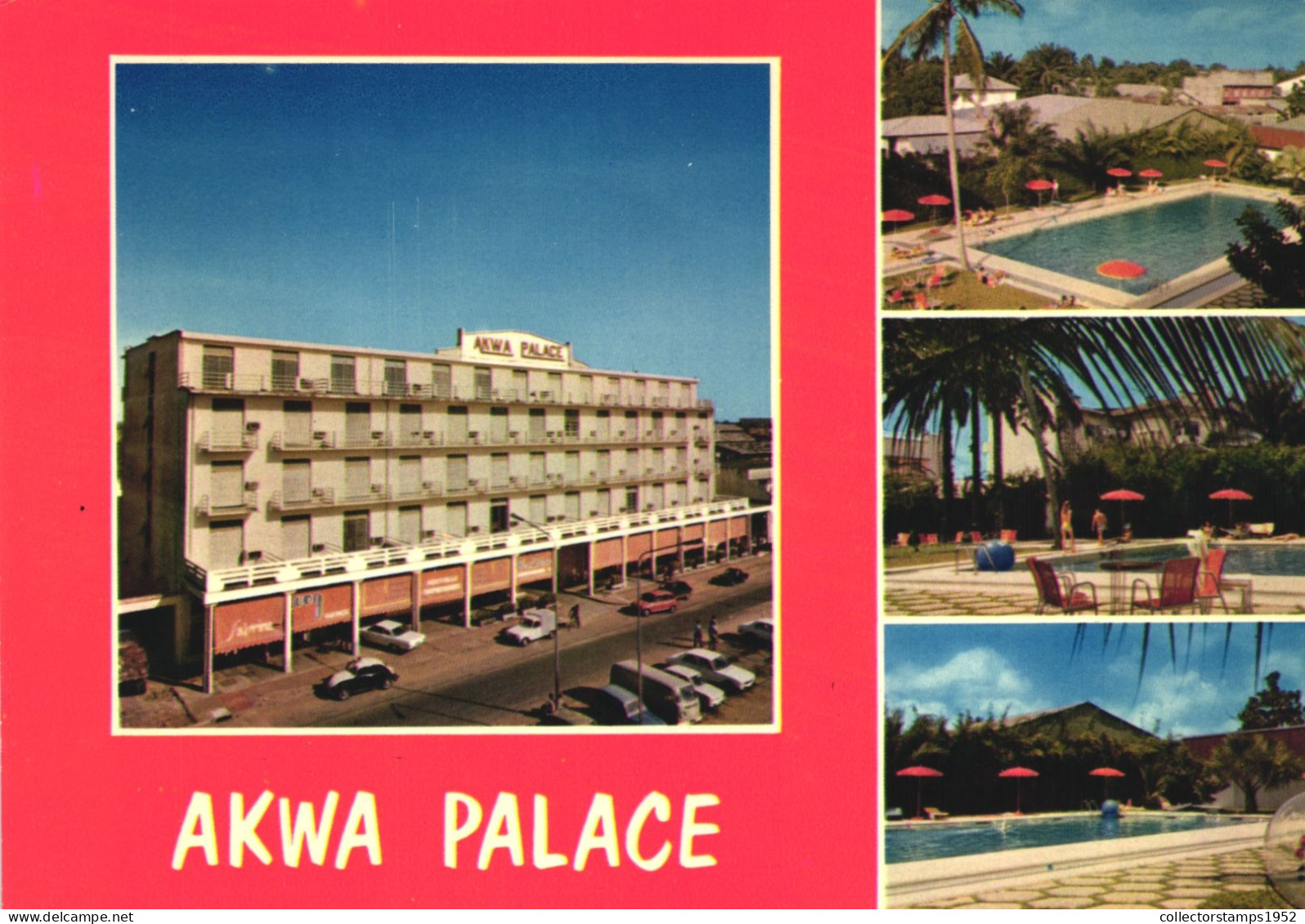 AKWA PALACE, CAMEROON, ARCHITECTURE, CARS, MULTIPLE VIEWS, POOL, RESORT, UMBRELLA, AFRICA, POSTCARD - Cameroun