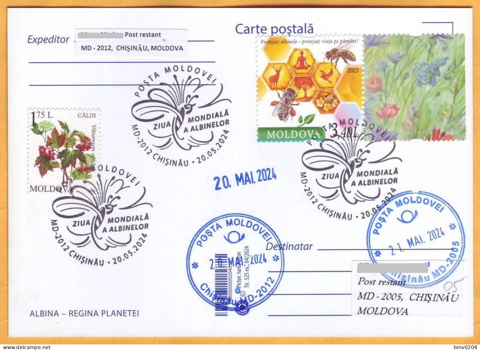 2024 Moldova  Special Postmark „World Bee Day”,Insects, Honeybees - Moldavie