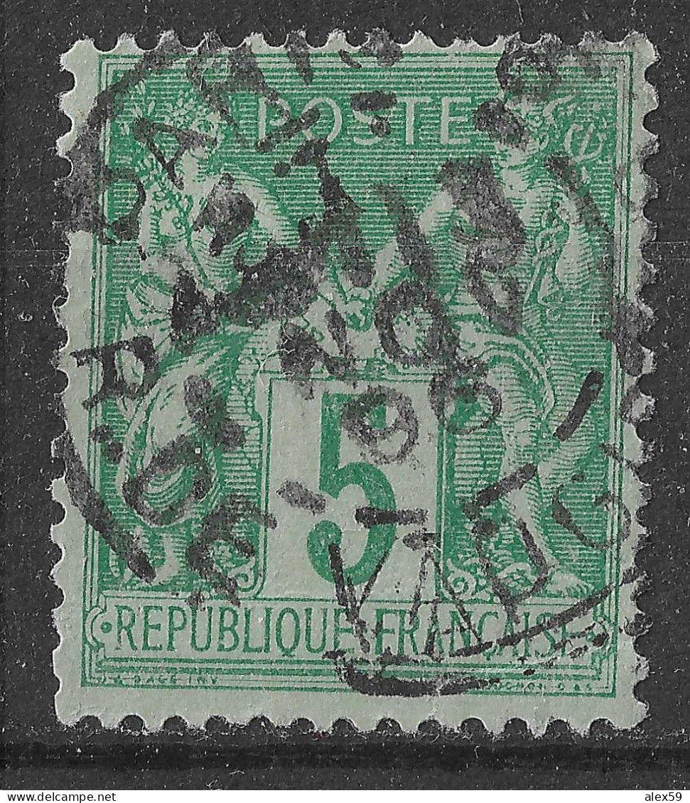 Lot N°89 N°75, Oblitéré Cachet à Date PARIS.6 R.DE VAUGIRARD - 1876-1898 Sage (Type II)