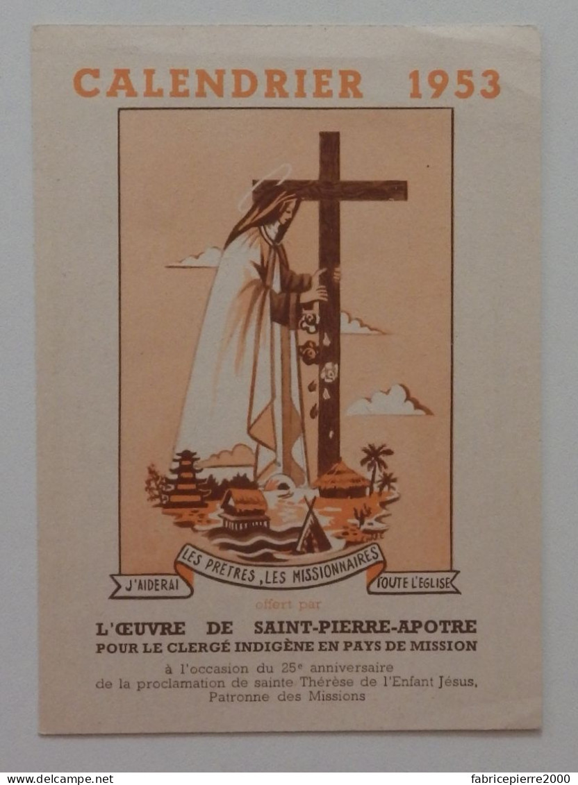 Oeuvre De Saint-Pierre-Apôtre - Calendrier 1953 25e Anniversaire Sainte Thérèse Enfant Jésus - TBE Missionnaire Lyon - Religion & Esotérisme