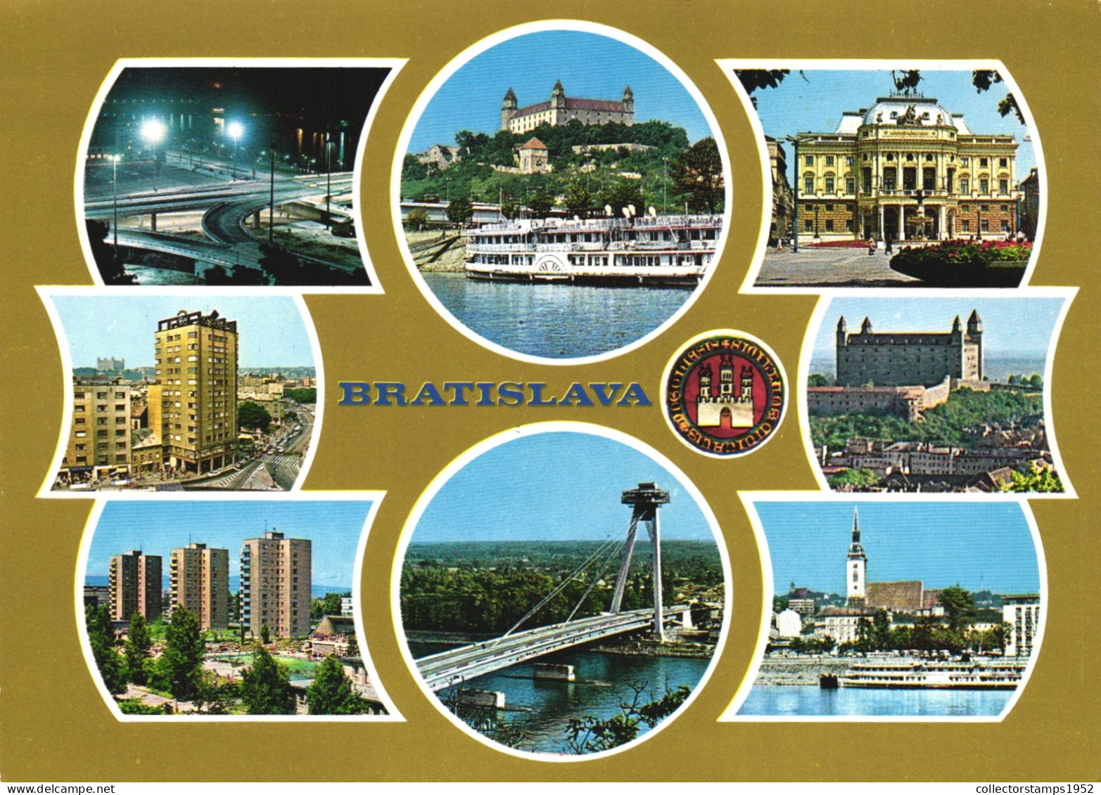 BRATISLAVA, ARCHITECTURE, BRIDGE, EMBLEM, MULTIPLE VIEWS, POOL, SHIP, SLOVAKIA, POSTCARD - Slovakia