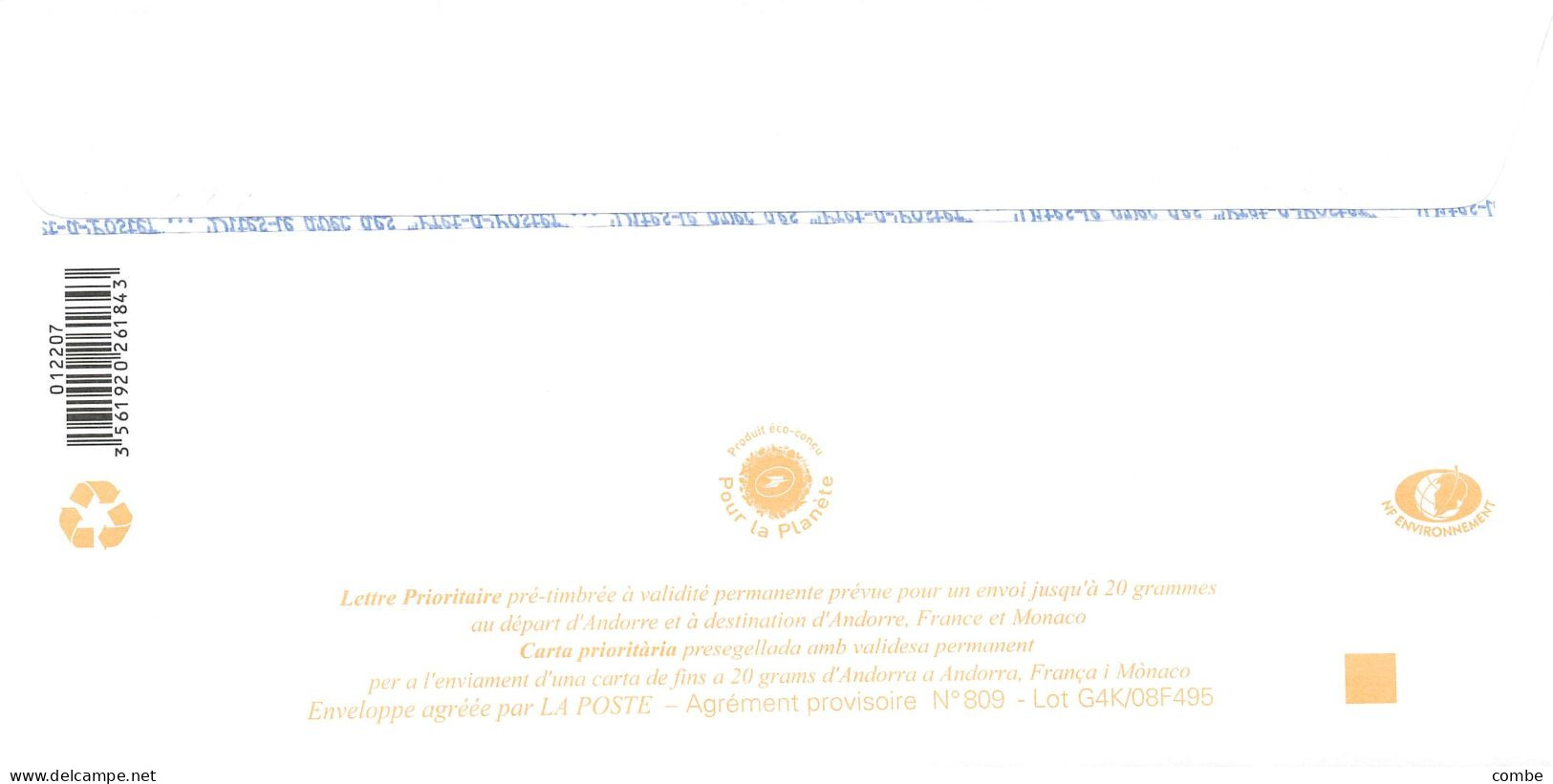 ANDORRA PAP Prêt à Poster. Lettre Prioritaire De 2008. HOSTAL LALANQUES - Entiers Postaux & Prêts-à-poster