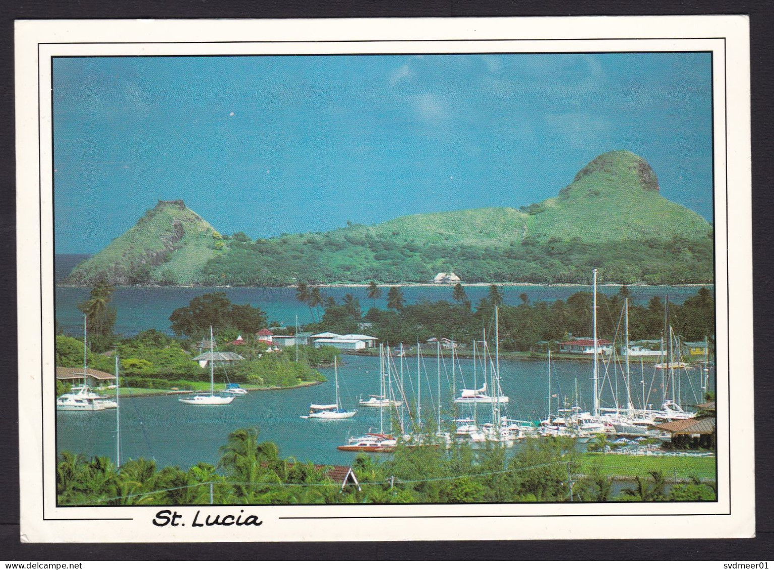 St Lucia: Picture Postcard To UK, 1990s, 2 Stamps, Endangered Trees, Tree Seed Leaf, Card: Pigeon Island (minor Creases) - St.Lucie (1979-...)