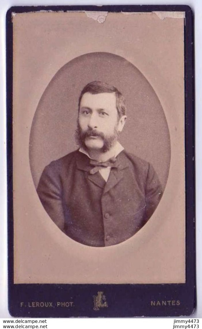 CARTE CDV - Portrait D'un Homme, à Identifier - Tirage Aluminé 19ème - Taille 63 X 104 - Edit. E. LEROUX Nantes - Antiche (ante 1900)