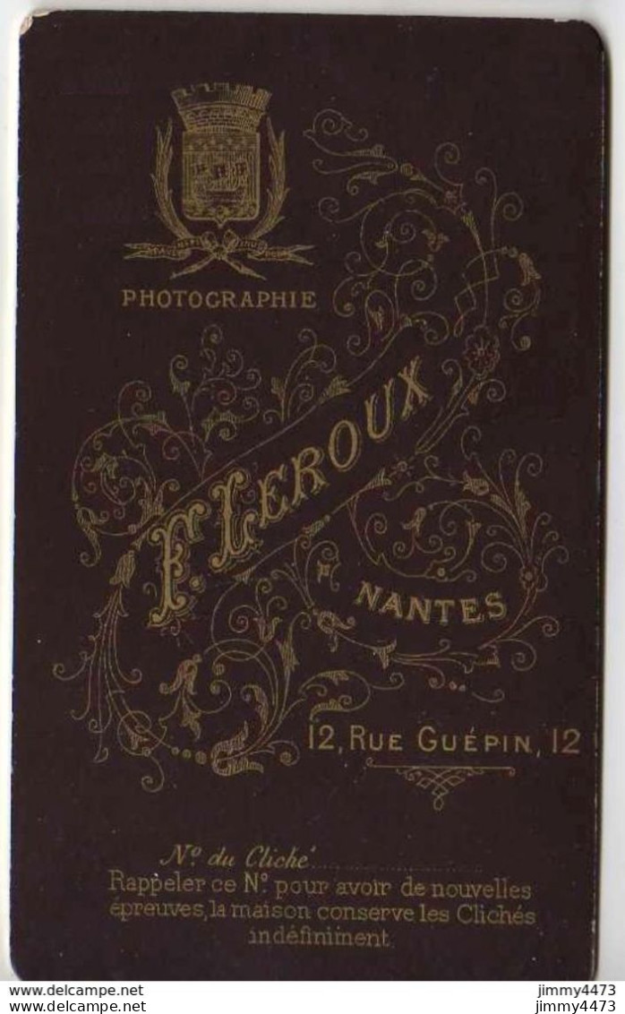 CARTE CDV - Portrait D'un Homme, à Identifier - Tirage Aluminé 19ème - Taille 63 X 104 - Edit. E. LEROUX Nantes - Antiche (ante 1900)