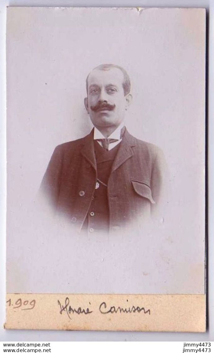 CARTE CDV - Portrait De Honoré Camison En 1909 -  Tirage Aluminé 19ème - Taille 63 X 104 - Dos 1910 Ernest Nesme - Antiche (ante 1900)