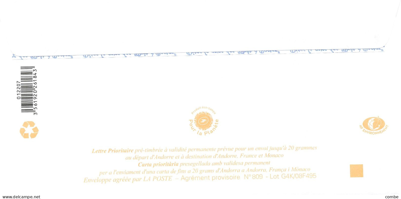 ANDORRA PAP Prêt à Poster. Lettre Prioritaire De 2008. CAVA BENITO - Stamped Stationery & Prêts-à-poster